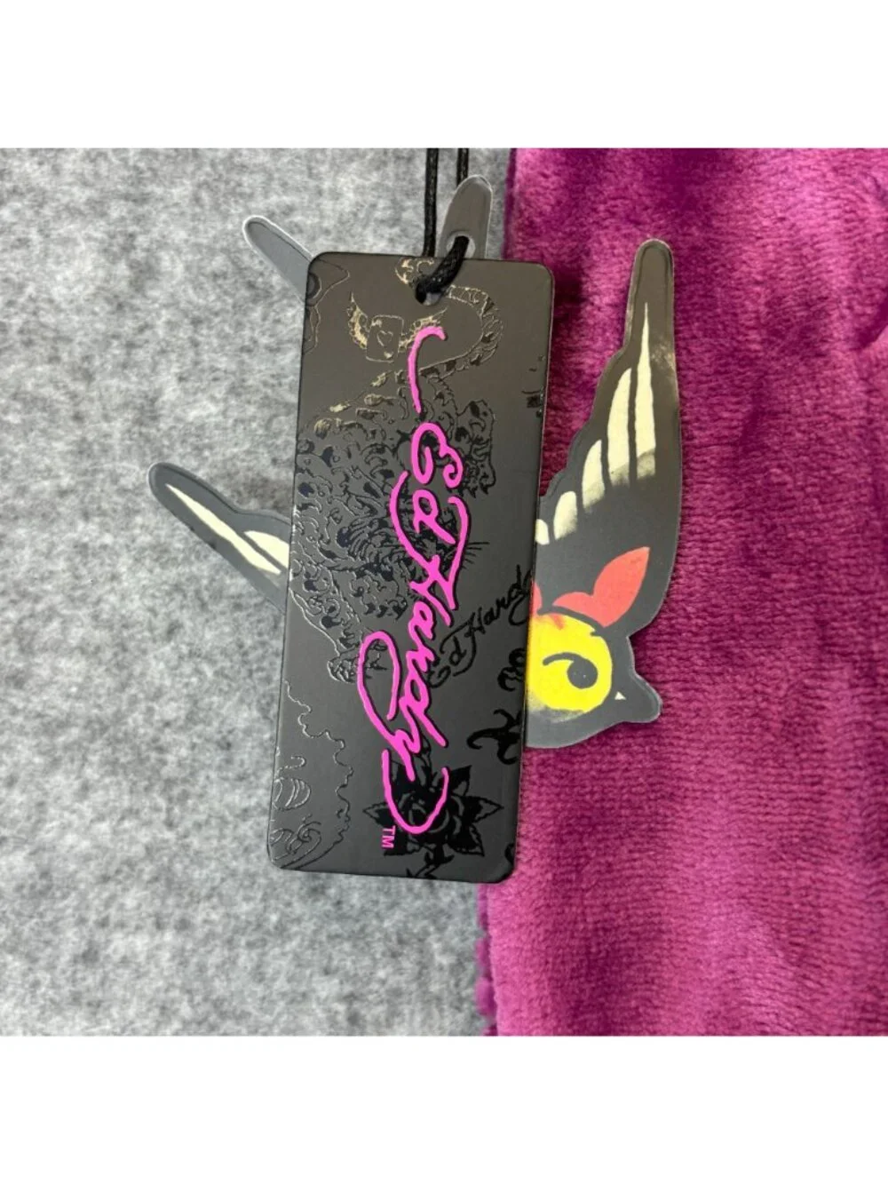 Ed Hardy Embossed Plush Oversized Throw Purple 60 x 70 Blanket Soft Cozy - NEW